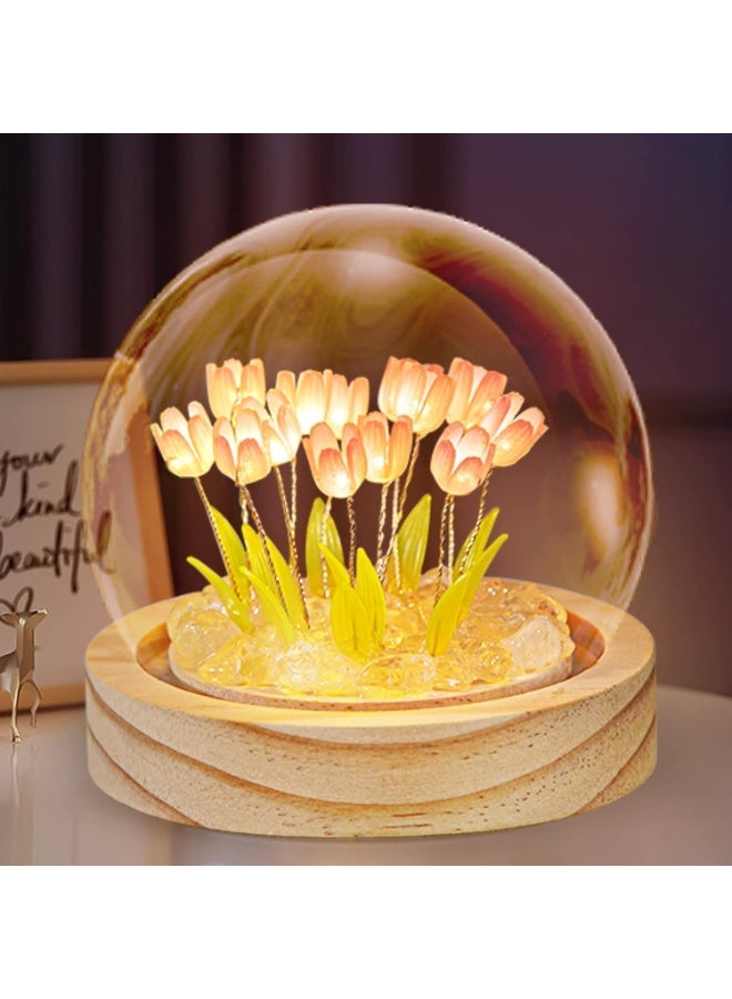 ChicAbode Tulip Night Light LED Decoration Lamp,Glass Artificial Flower Bedroom Table Lamp, Christmas Birthday Gifts for Women Her Girlfriend Wife Sister Girls - Image 1